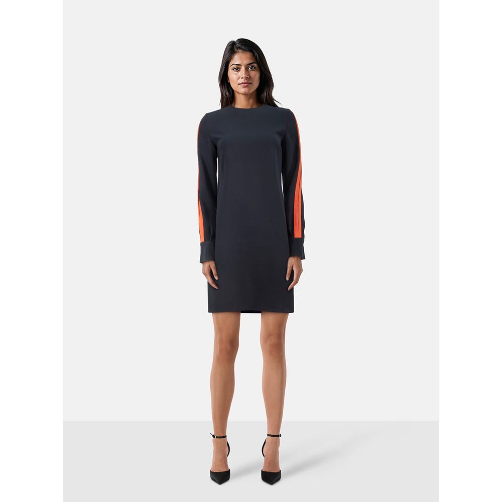 Victoria Victoria Beckham Navy Dress with Orange Stripe Sleeves – UK 10 / US 6